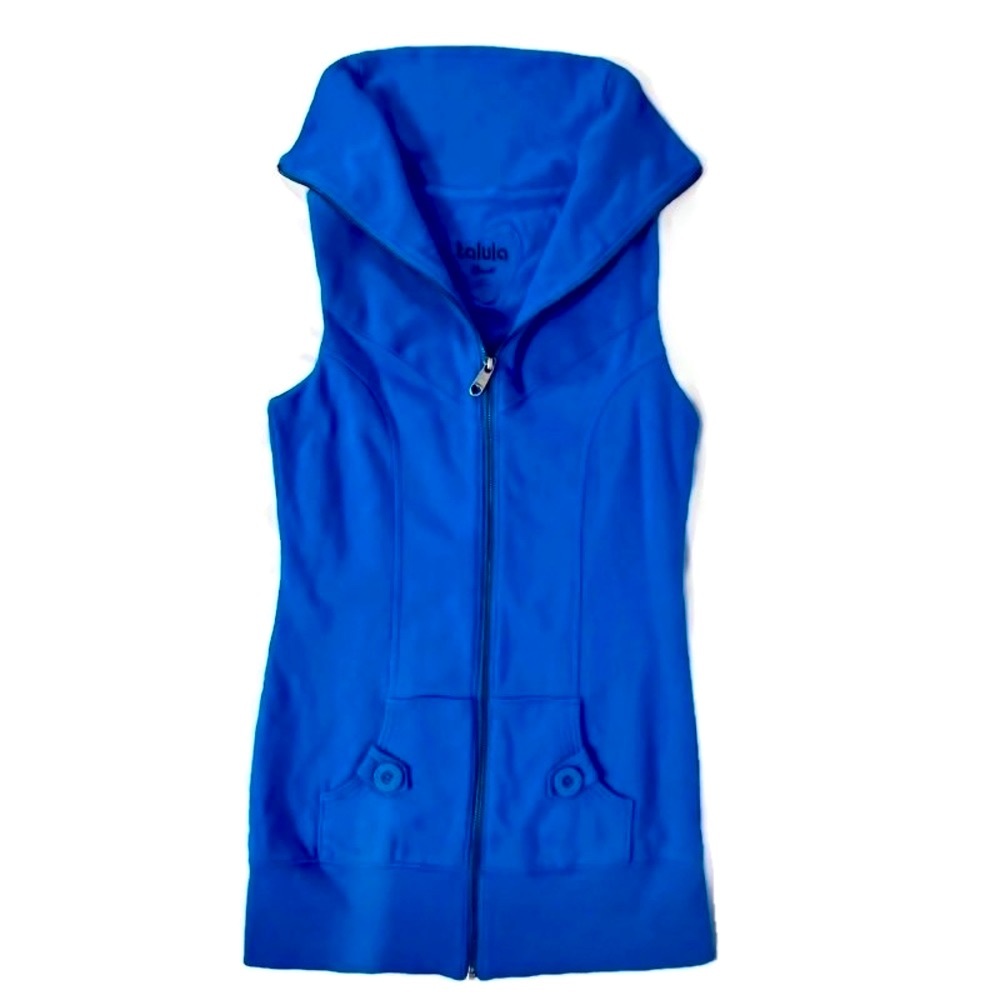 Aritzia Talula | Azure Blue High Neck Zip Cotton Tunic Vest | Sz Sm